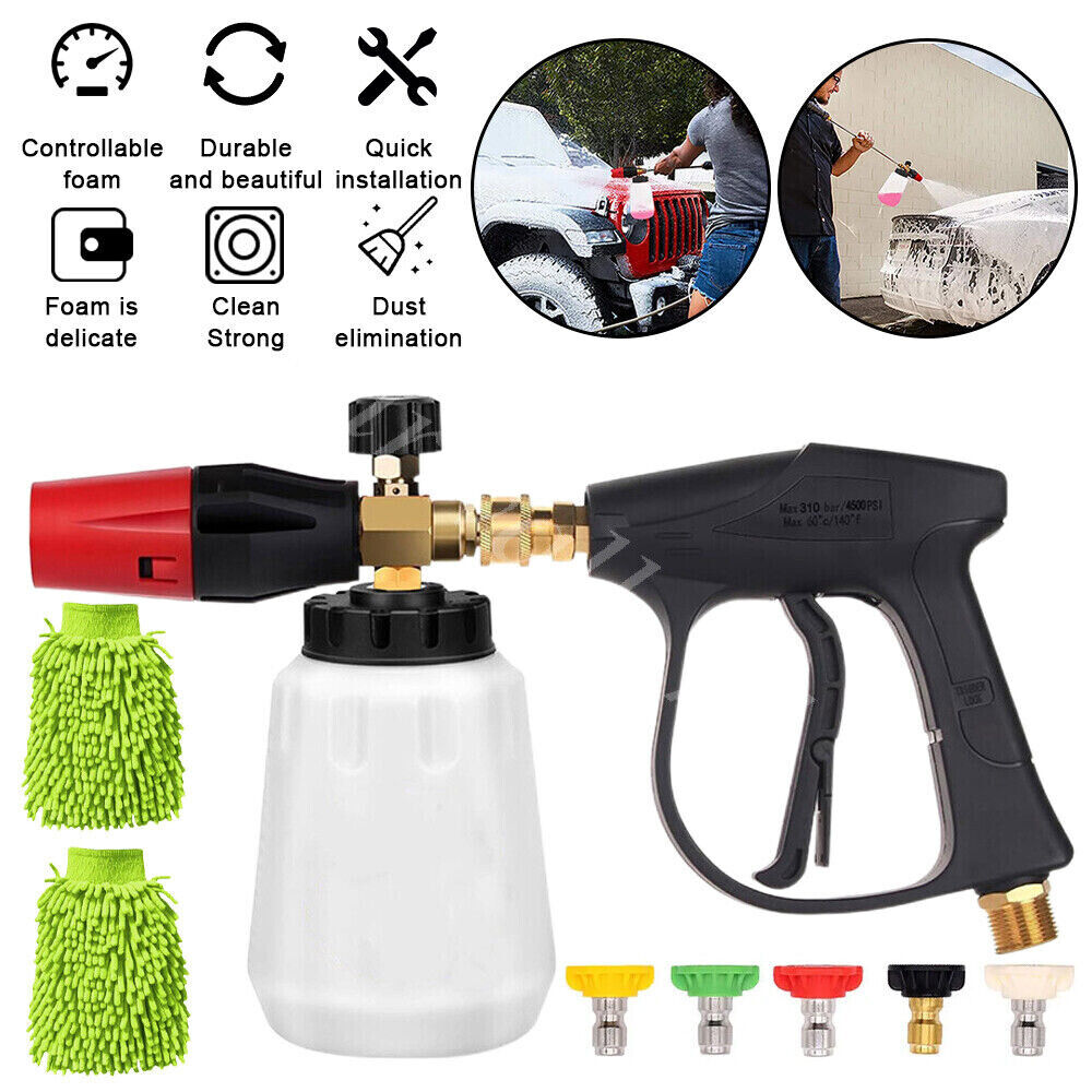 Pressure Washer Gun Car Wash Soap Lance Cannon Spray Jet Bottle Snow Foam Kit