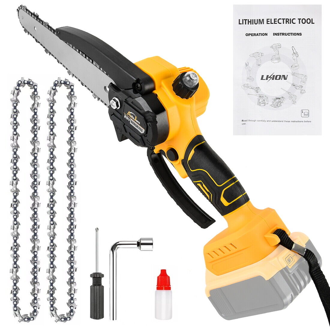 8" Cordless Mini Chainsaw for Dewalt 20V MAX Battery Brushless Motor (Tool Only)