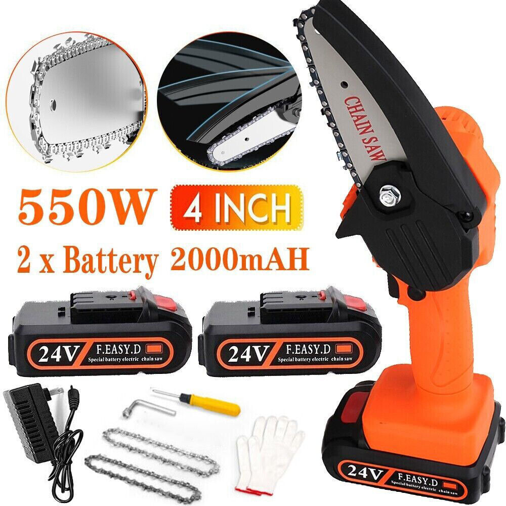 12" Cordless Chainsaw 21V Brushless Electric Handheld Chain Saw w/Battery&Charge